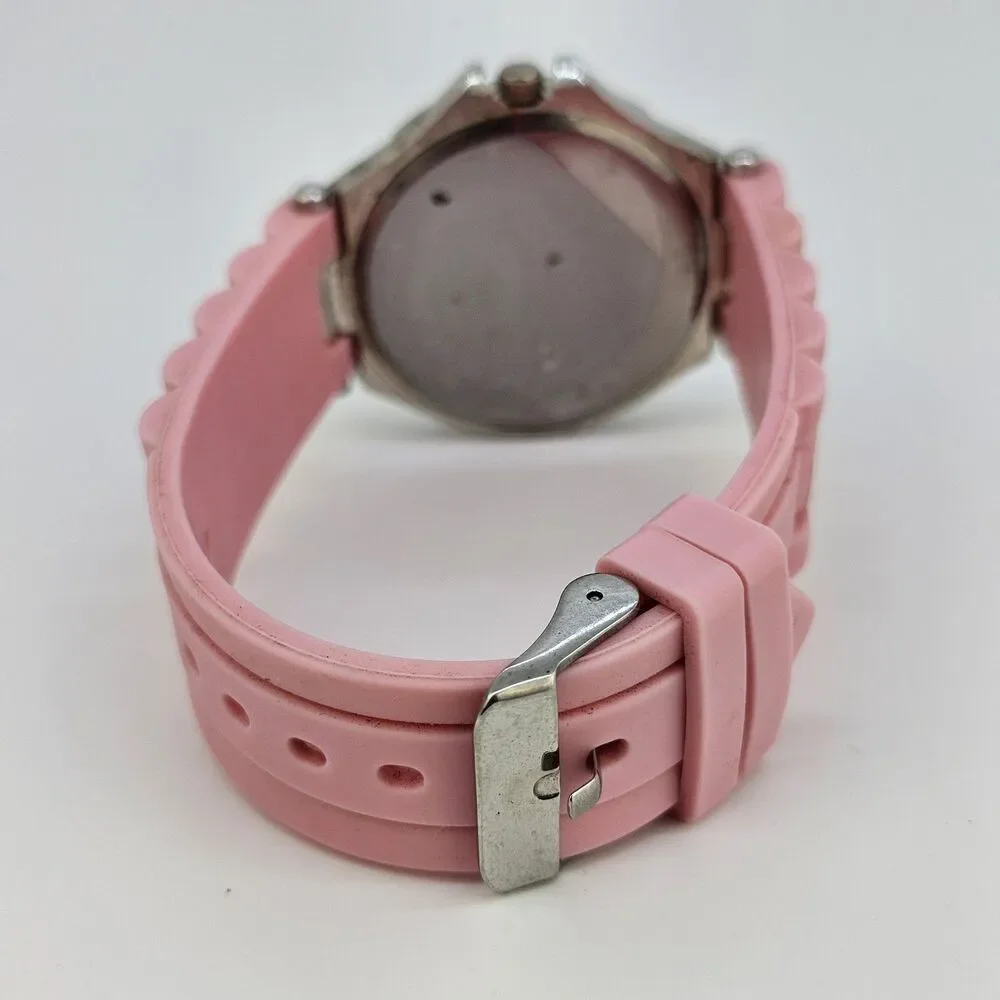 2X Women's Watch 38MM Pink Black Dial Pink Black Plastic Bands New Battery‎